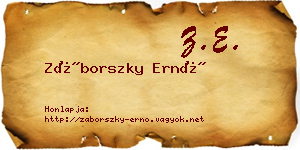Záborszky Ernő névjegykártya